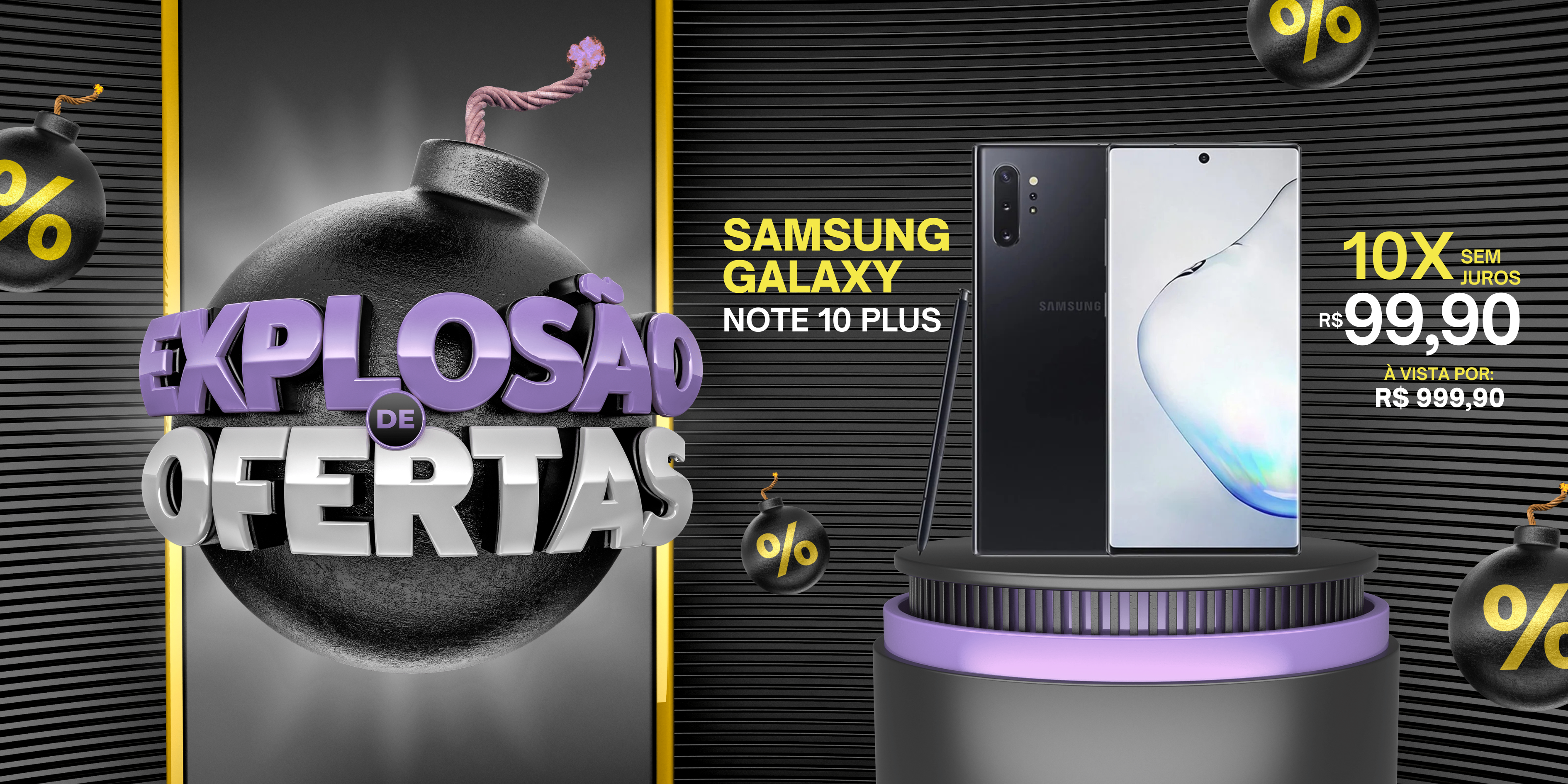 Explosão De Ofertas Loja De Smartphone Moderno Preto E Amarelo Banner Paisagem (1)